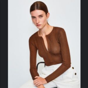 Karen Millen knitted Rib Deep V Top